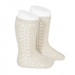 Condor Warm Side Openwork Knee High Socks Linen