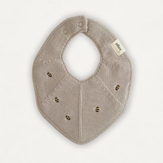 Saga Organic Knitted Bib - Embroidered