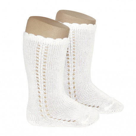 Condor Knee HIgh Side Openwork Socks Natural