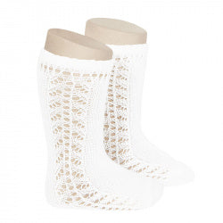 Condor Warm Side Openwork Knee High Socks White