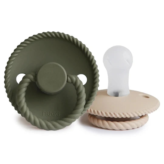 FRIGG Pacifiers 2pk Croissant/Olive Rope SILICONE