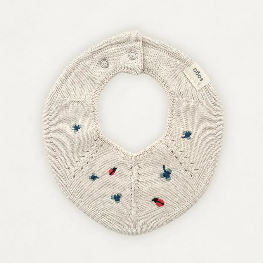 Saga Organic Knitted Bib - Embroidered