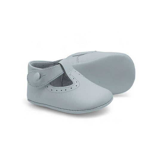 Cocoboxi Leather Button Pram Shoe White