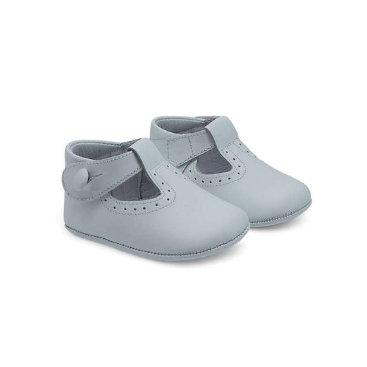 Cocoboxi Leather Button Pram Shoe White