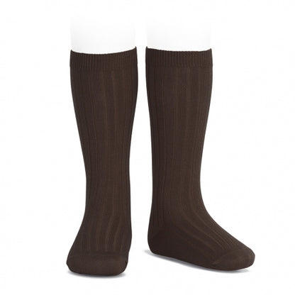 Condor Knee High Ribbed Socks Brown