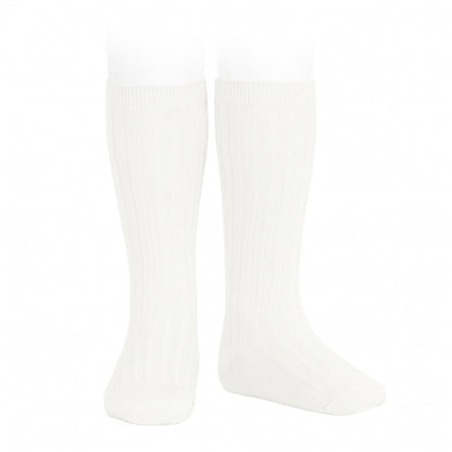 Condor Knee High Ribbed Socks Natural