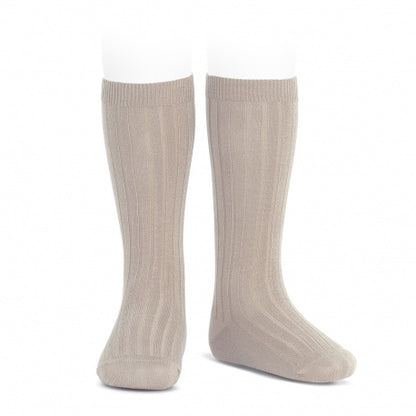 Condor Knee High Ribbed Socks Stone