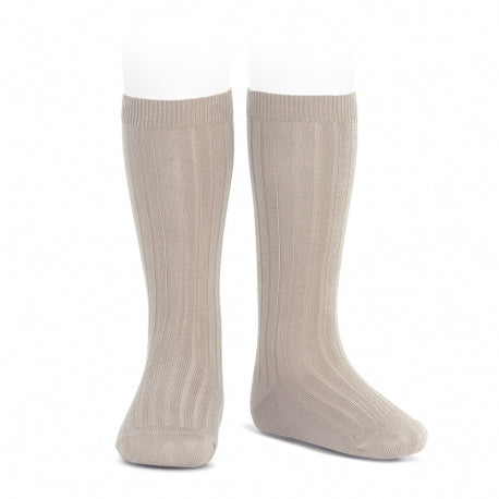 Condor Knee High Ribbed Socks Stone