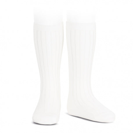 Condor Knee High Ribbed Socks White