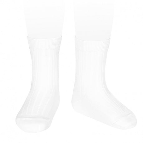 Condor Short Ribbed Socks White