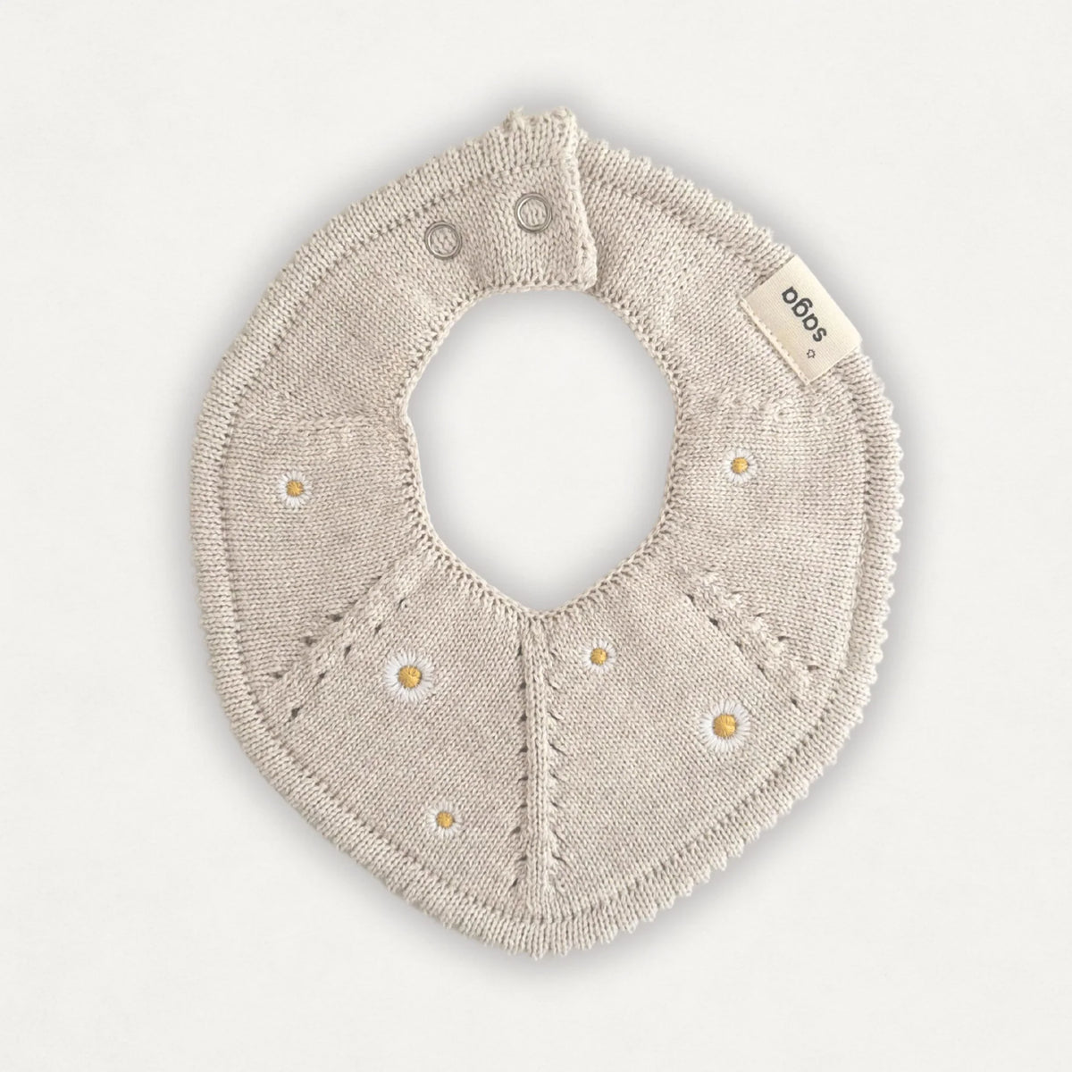 Saga Organic Knitted Bib - Embroidered