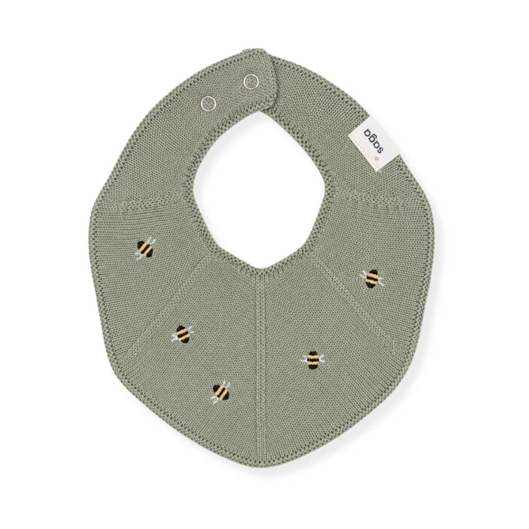 Saga Organic Knitted Bib - Embroidered