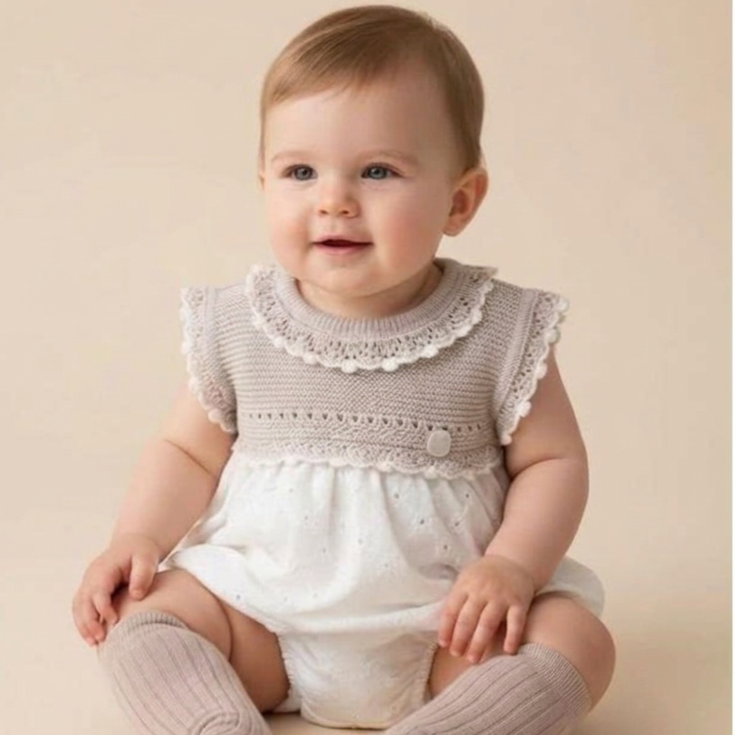 Prim Baby Bubble Romper White/Beige 3m