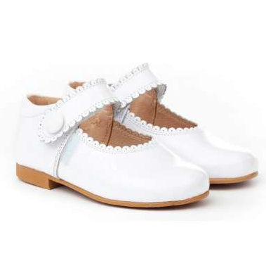 Angelitos Patent Leather Classic Design Mary Jane Shoe White