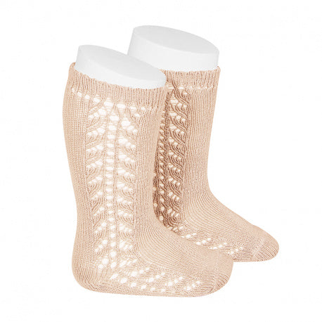 Condor Warm Side Openwork Knee High Socks Nude