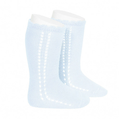 Condor Knee High Side Openwork Socks Baby Blue