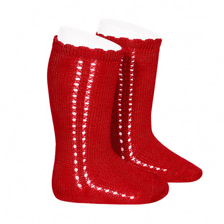 Condor Knee High Side Openwork Socks Red